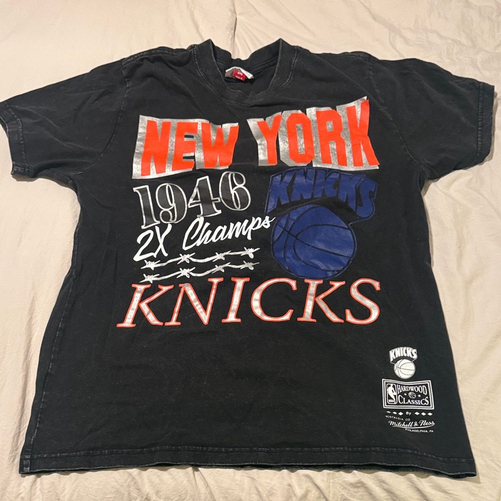 Mitchell & Ness Black New York Knicks Tee